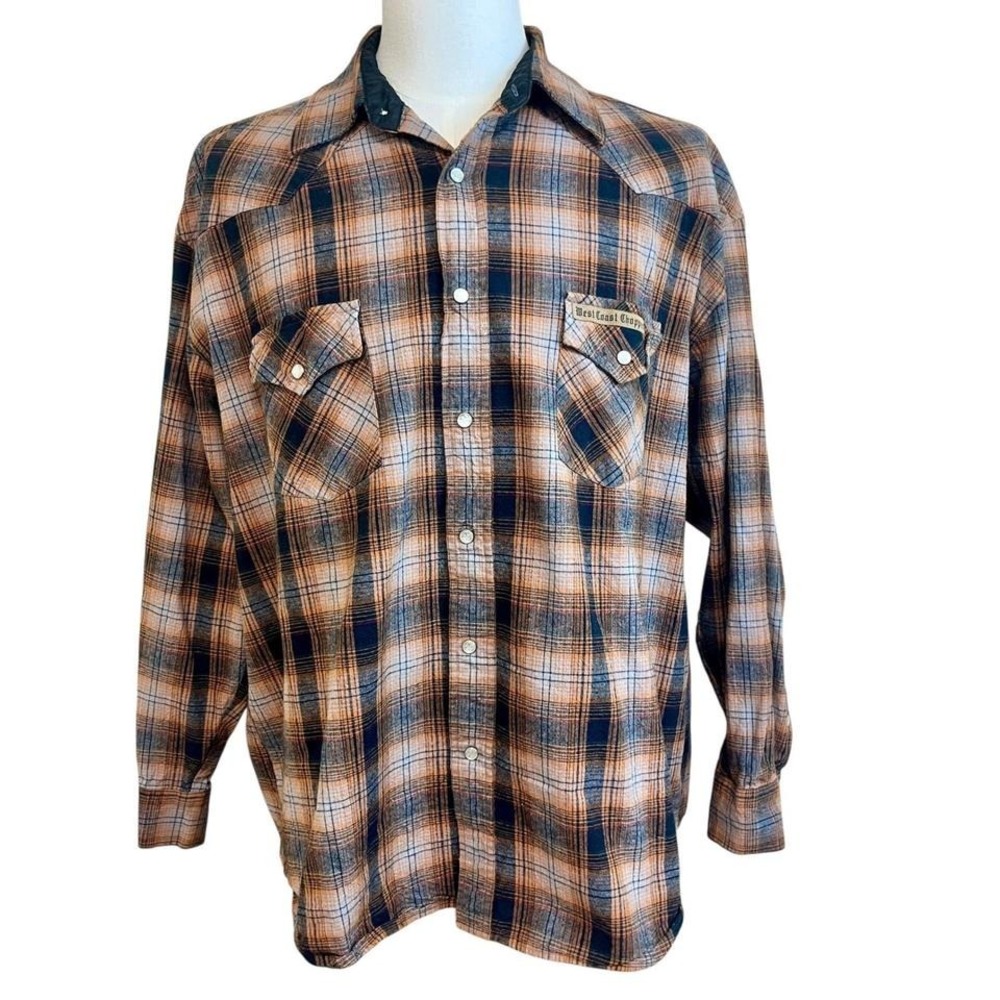 West Coast Choppers Jesse James Plaid Western‎ Snap Flannel Shirt XL Work Grunge - Picture 2 of 8